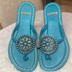 Bernardo Mosaic Leather Flat Sandal 7M